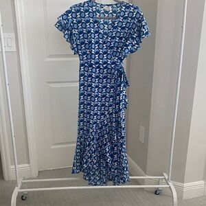Max Studio Blue and White Circle Print Midi Dress